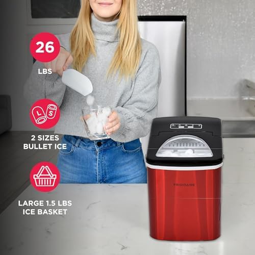Red stainless steel nugget ice maker — photo 3