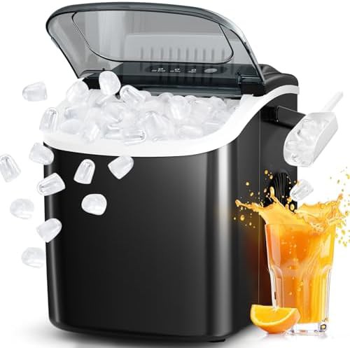 Portable Black Ice Maker with Carry Handle