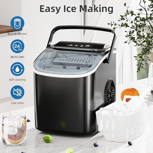 Portable Black Ice Maker with Carry Handle — photo 5