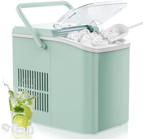 Green Portable Ice Maker with Carry Handle