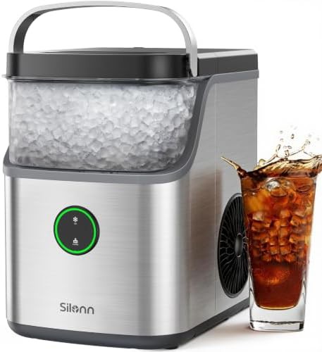 Portable nugget ice maker with scoop